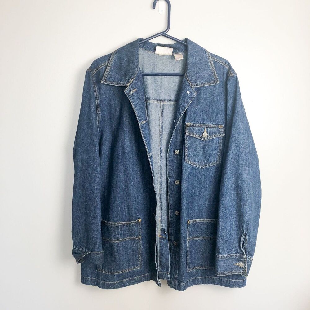 Vintage Bill Blass Denim Painters Jacket Oversized 1X